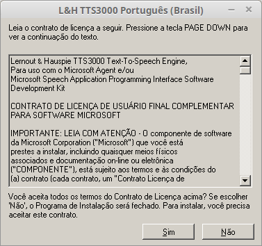 [Imagem da tela inicial de instalação do Lernout & Hauspie TTS 3000]