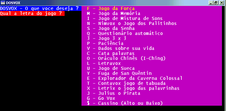 Jogos do sistema DOSVOX