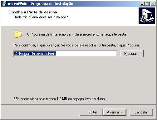 Caixa de dilogo - local onde o programa microFnix ser instalado