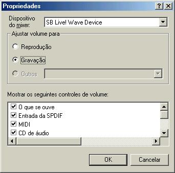 Seleo das propriedades de gravao