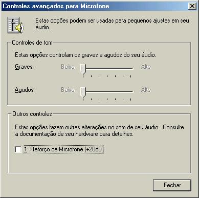 Ajuste do ganho do microfone