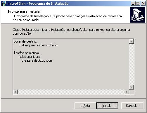 Caixa de dilogo - instalao