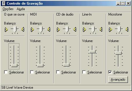 Ajuste do volume de gravao do microfone